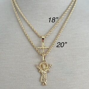 18” & 20”  rope chain set with small cross crucifix/Jesus Pendant